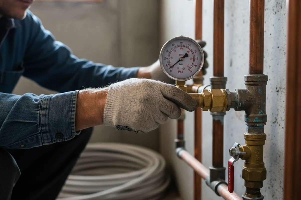 Pressure testing a repaired line during Water Line Repair in Wagoner